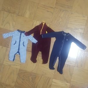 Ralp Lauren 3 footies one piece.Ralph Lauren